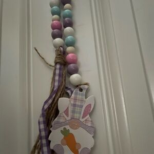 Easter Bunny Bead Door Hanger - Pastel Purple, Pink, Teal